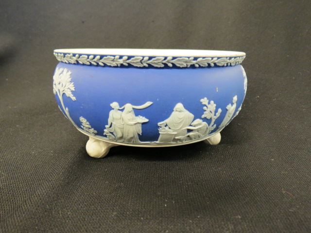 Appraisal: Wedgwood Dark Blue Jasperware Footed Bowl classical figures tri-footed diameter