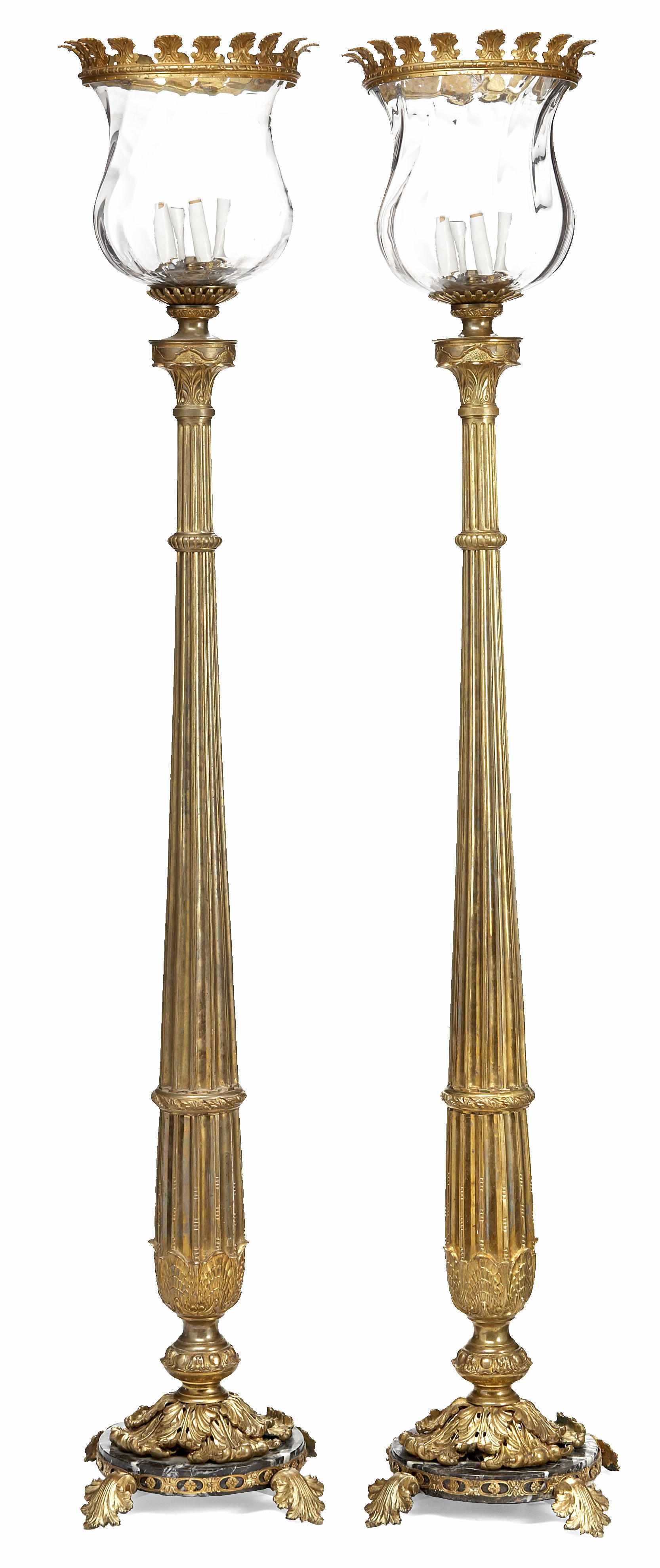 Appraisal: A pair of Neoclassical style gilt bronze and marble floor