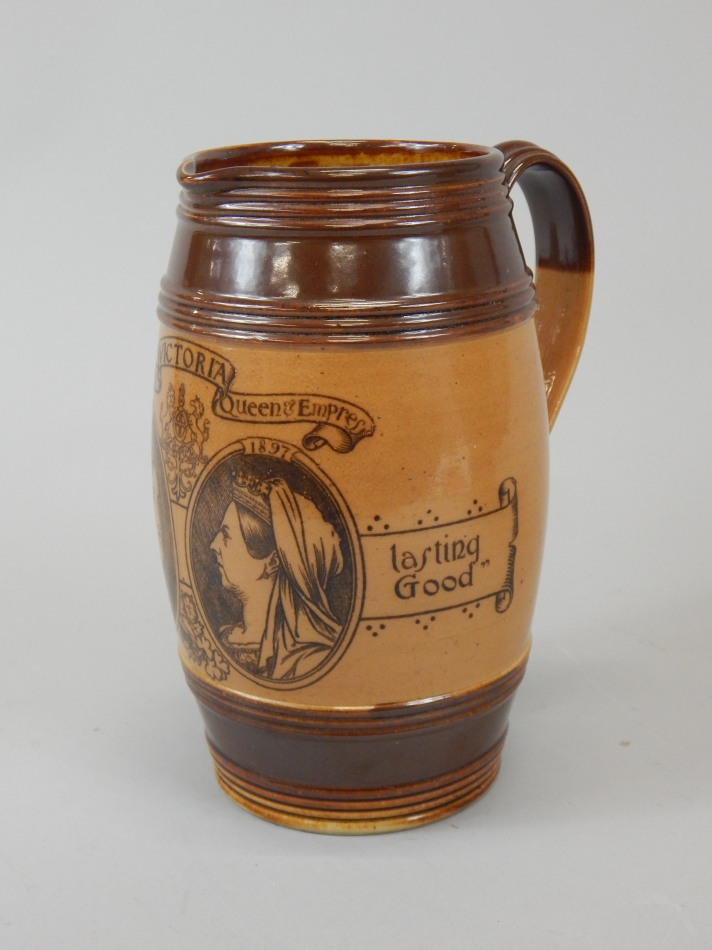 Appraisal: A Doulton stoneware commemorative jug made to commemorate the Golden