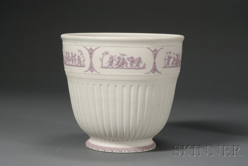 Appraisal: Wedgwood Solid White Jasper Jardiniere England th century fluted body