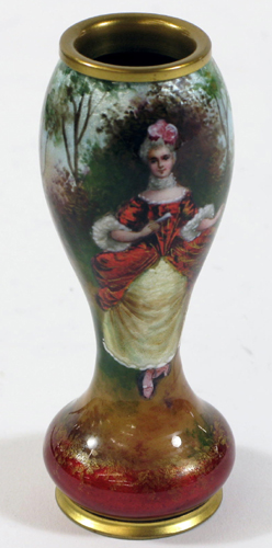 Appraisal: A FRENCH ENAMELED SIGNED VASE portrait of a beautiful lady