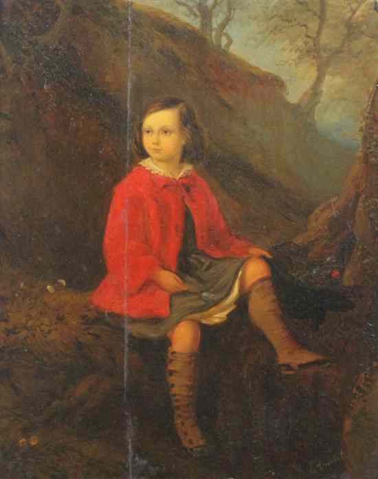 Appraisal: E Crachil th C oil on wooden panel Child wearing