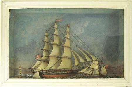 Appraisal: A Victorian painted ship diorama the large galleon bearing name