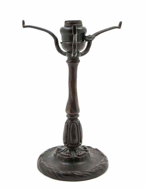 Appraisal: A Tiffany Studios Bronze Desk Lamp Base of baluster form