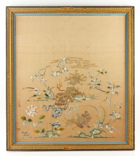 Appraisal: - Chinese Needlework on Silk Chinese needlework on silk with