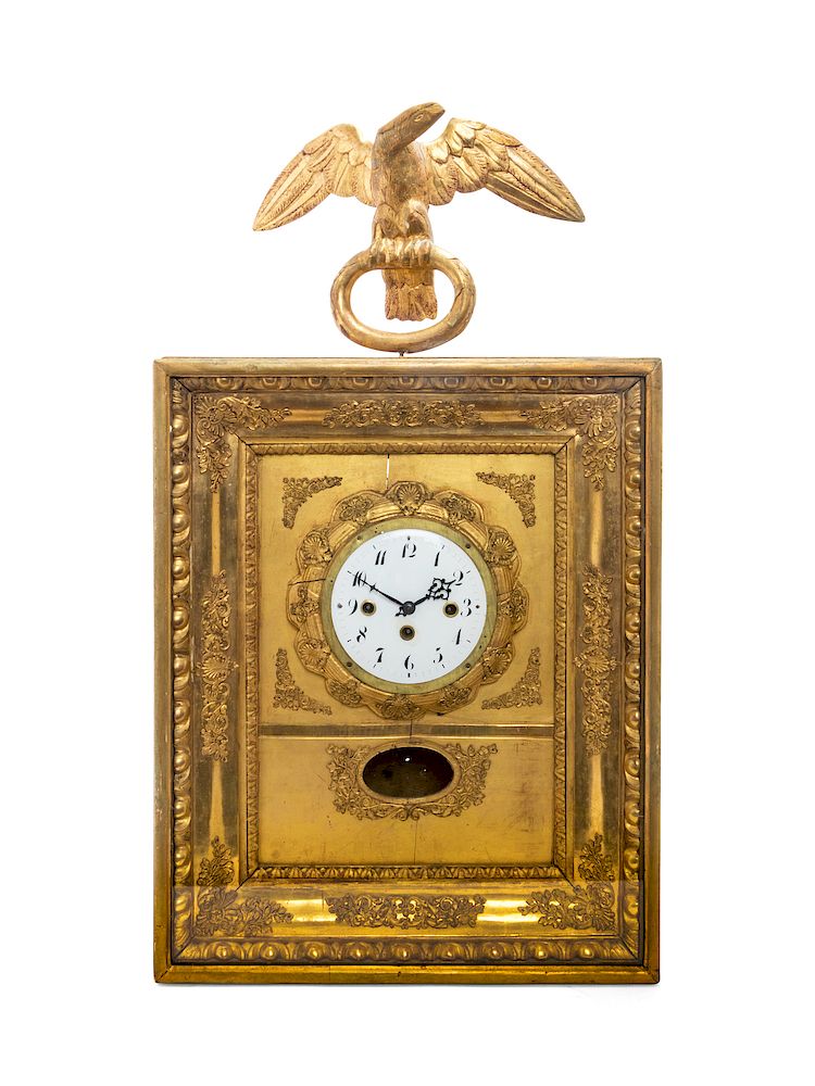 Appraisal: An Empire Giltwood Wall Clock An Empire Giltwood Wall Clock