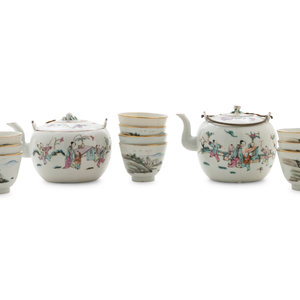 Appraisal: A Chinese Famille Rose Teapots and Teacups Set comprising twp