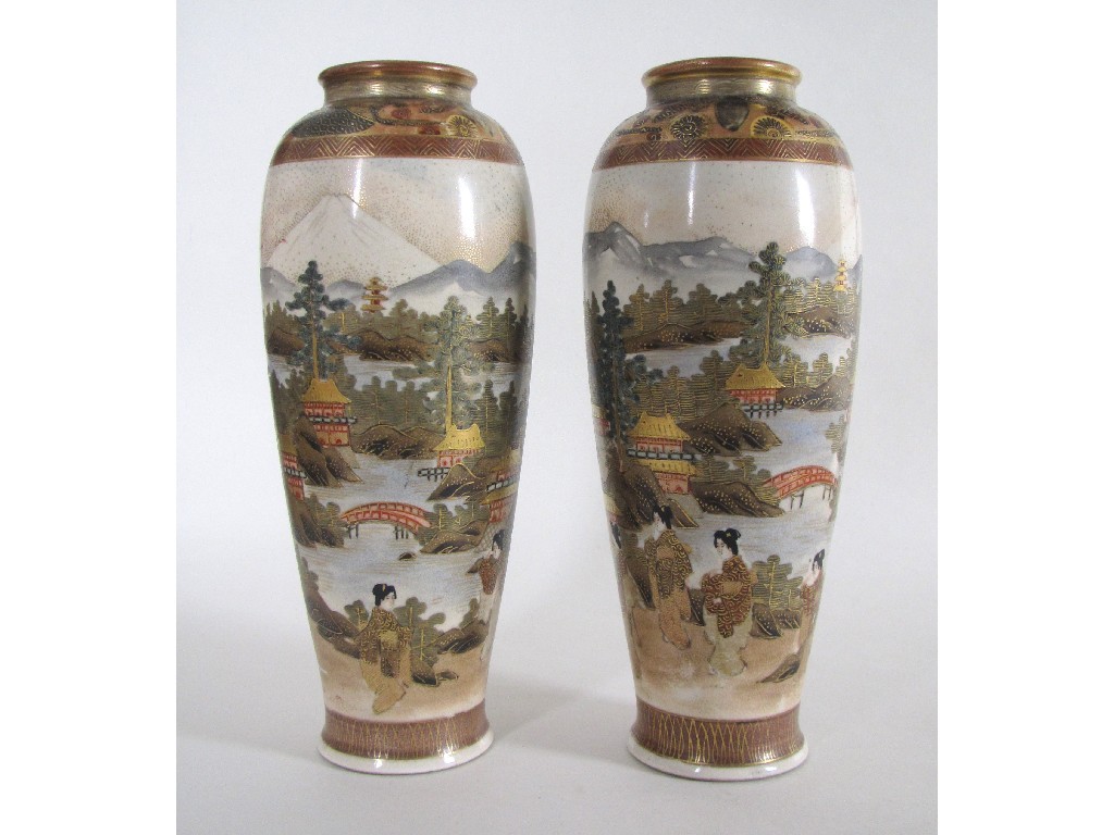 Appraisal: A pair of Satsuma oviform vases painted with figures before