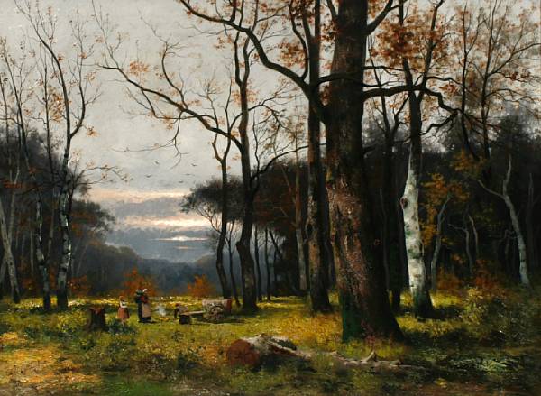 Appraisal: Property from various owners A wooded landscape with figures in