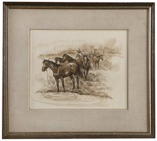 Appraisal: Joe Neil Beeler Cowboys herding horses signed lower right Joe