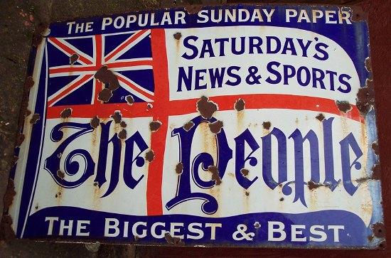 Appraisal: An enamel sign for The People newspaper cm x cm