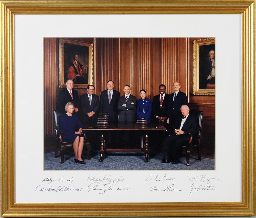 Appraisal: SUPREME COURT PHOTOGRAPH SIGNED BY ALL NINE JUSTICES Photograph x