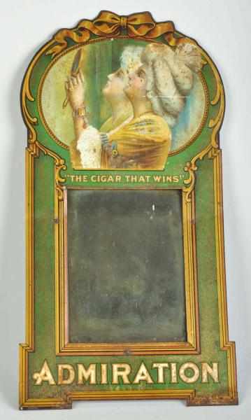 Appraisal: Tin Advertising Admiration Cigar Sign with Mirror Description Original chain