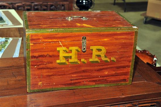 Appraisal: GRAIN DECORATED BOX American late th-early th century wood and