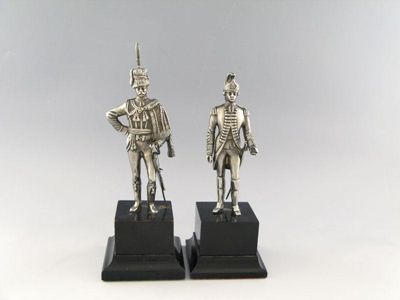 Appraisal: Two regimental silver statues modelled as standing officers of the