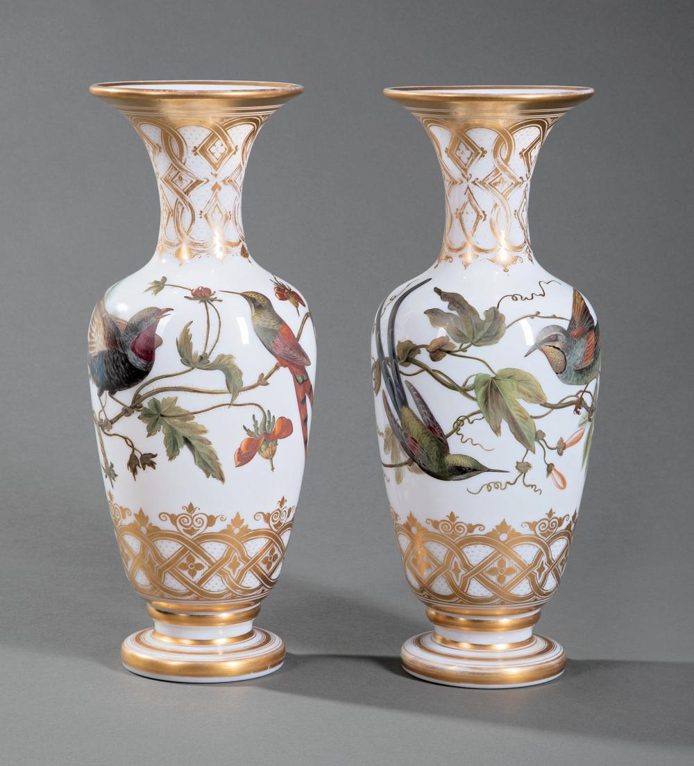 Appraisal: Pair of Baccarat Gilt and Enameled Opaline Glass Vases th