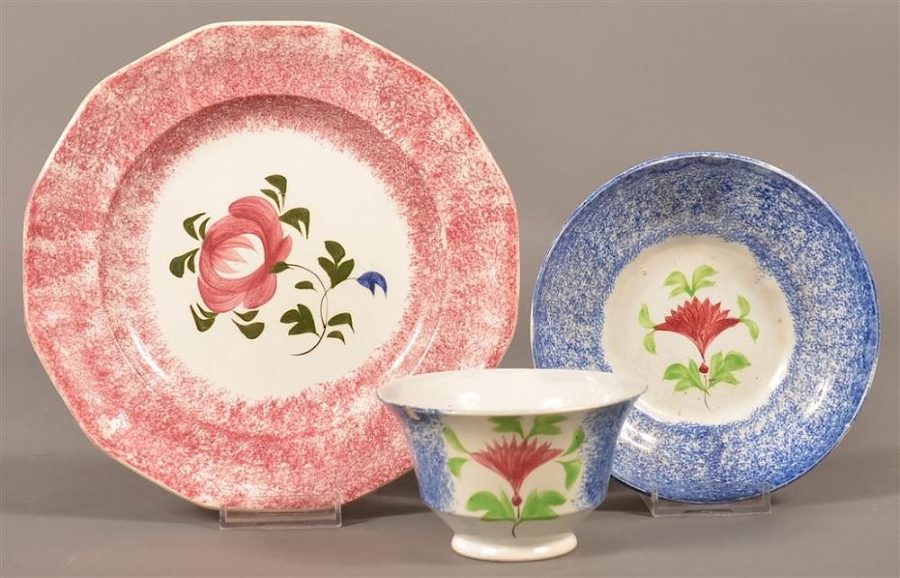 Appraisal: Spatterware China Plate Cup and Saucer Spatterware China Plate Cup