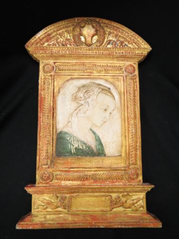 Appraisal: Antique Italian Pottery Plaque Madonna x