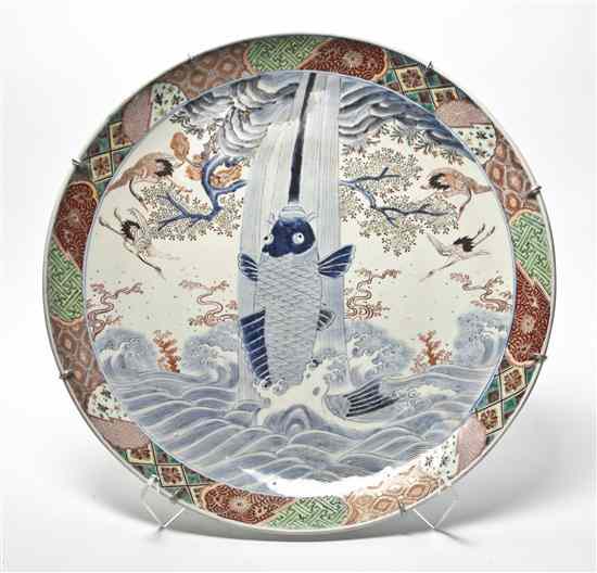 Appraisal: A Chinese Polychrome Enamel Porcelain Charger having a multi-patterned border