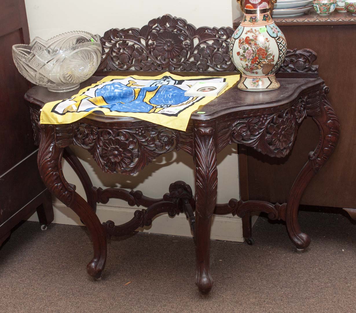 Appraisal: Rococo style carved wood hall table