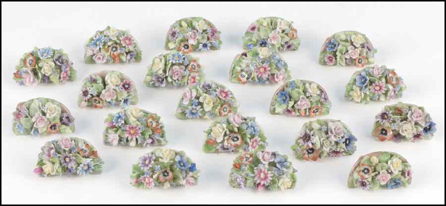 Appraisal: SET OF TWENTY CAPODIMONTE FLORAL PORCELAIN PLACE CARD HOLDERS ''