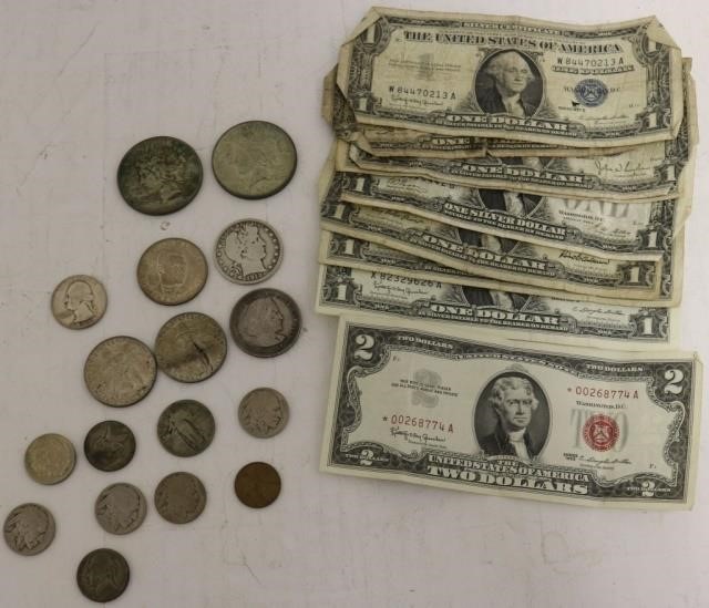 Appraisal: MIXED LOT OF COLLECTIBLE U S CURRENCY TO INCLUDE SILVER