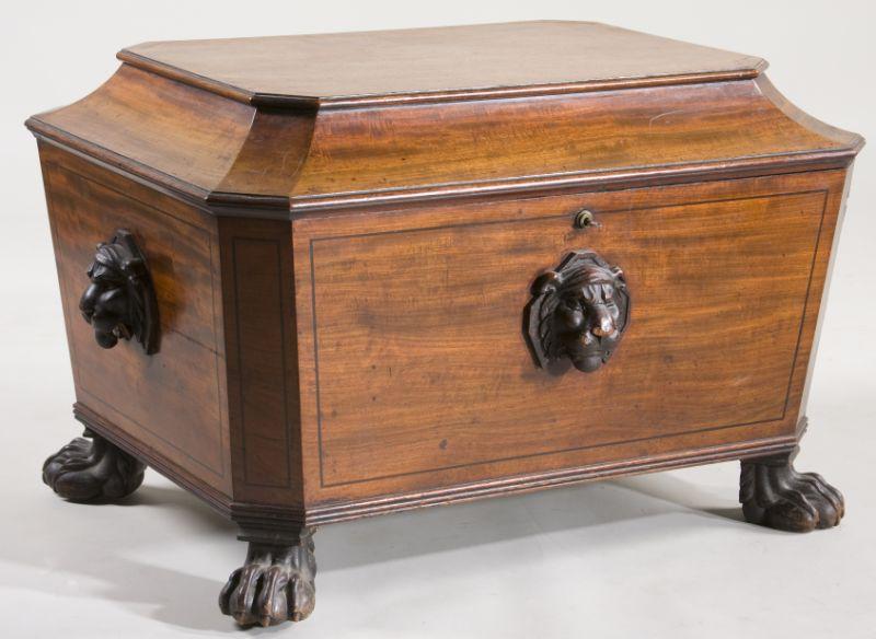 Appraisal: English Wine Cellaret circa casket form raised on four boldly