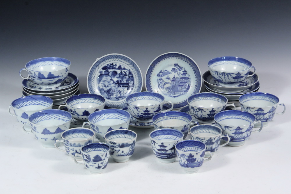 Appraisal: CHINESE PORCELAIN CUPS AND SAUCERS - All th c Canton