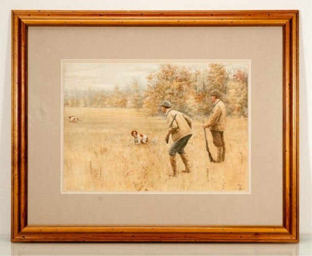 Appraisal: Gun shy Colored Lithograph A B Frost Gun shy Color