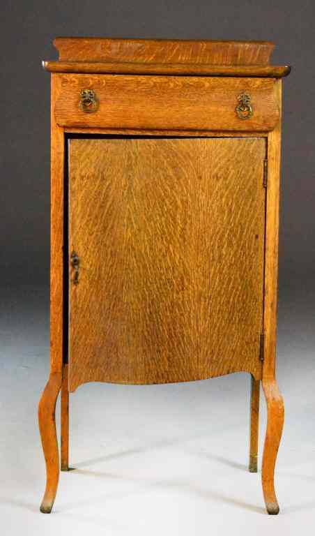 Appraisal: Antique Oak Music StandRectangular top with carved splash above a