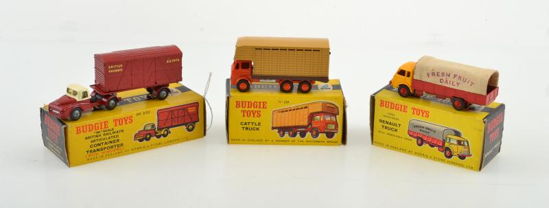 Appraisal: X BUDGIE MODELS INCLUDING CATTLE TRUCK RENAULT TRUCK BRITISH RAILWAYS