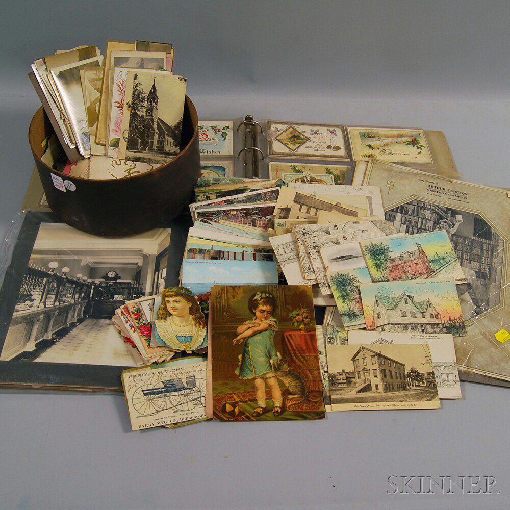 Appraisal: Large Ephemera Group Containing Postcards Photos and Advertisements Estimate -