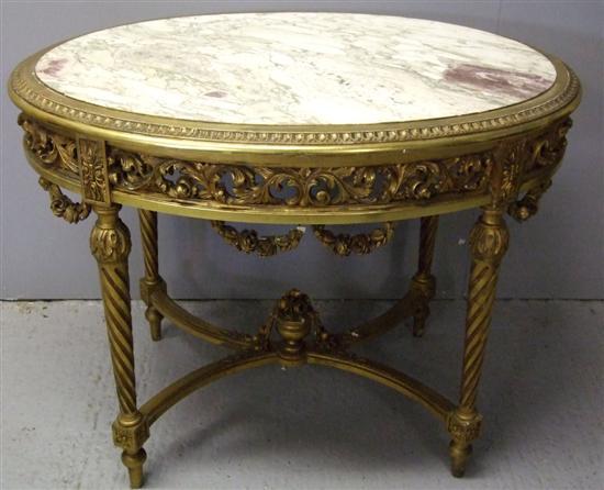 Appraisal: th century carved gilt wood and gesso marble topped centre