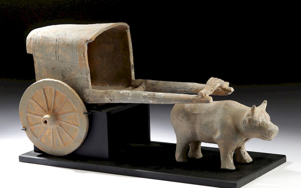 Appraisal: Chinese Han Dynasty Terracotta Ox Cart Originally Listed At East