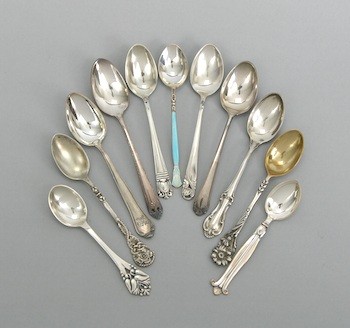 Appraisal: A Collection of Eleven Silver Demitasse Spoons A pretty collection