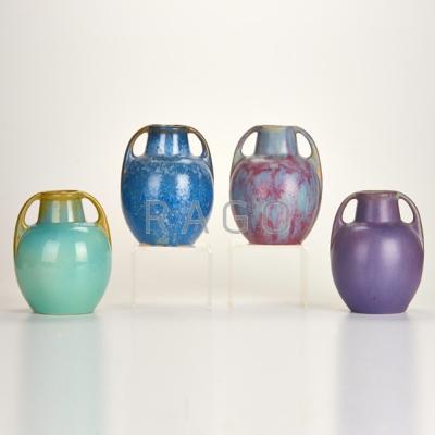 Appraisal: FULPER Four two-handled vases Flemington NJ ca - Glazed earthenware