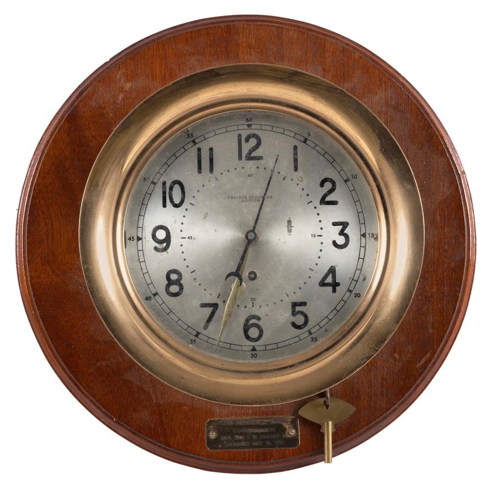 Appraisal: BRASS CHELSEA SHIP'S CLOCK FROM THE SUBMARINE U S S