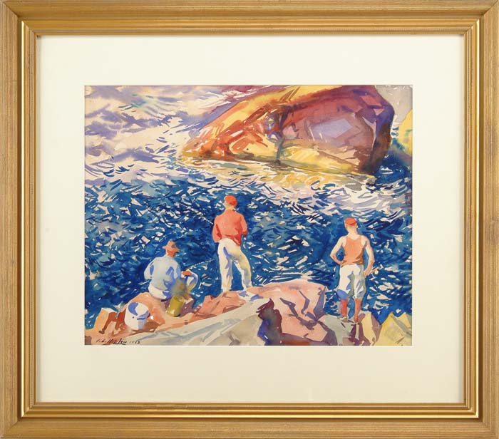 Appraisal: AIDEN LASSELL RIPLEY American - A DAY FISHING Watercolor scene