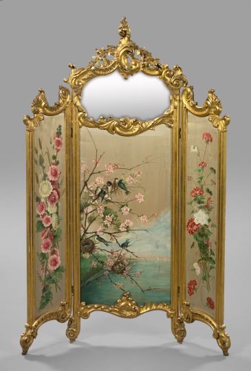 Appraisal: Large and Opulent Carved Giltwood Boudoir Screen first quarter th