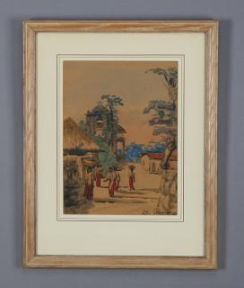 Appraisal: Maria Neves signed Caribbean watercolor Mid th century framed and