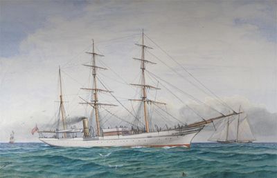 Appraisal: Harry Engholm c A steam and sail yacht at sea