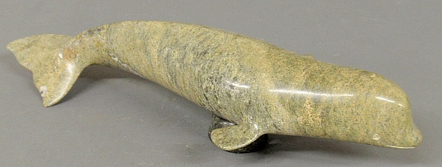 Appraisal: - Inuit carved hard stone dolphin th c signed CDUS