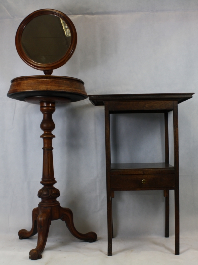 Appraisal: Victorian oak Brass Gentleman's Shaving Stand with Adjustable Mirror and