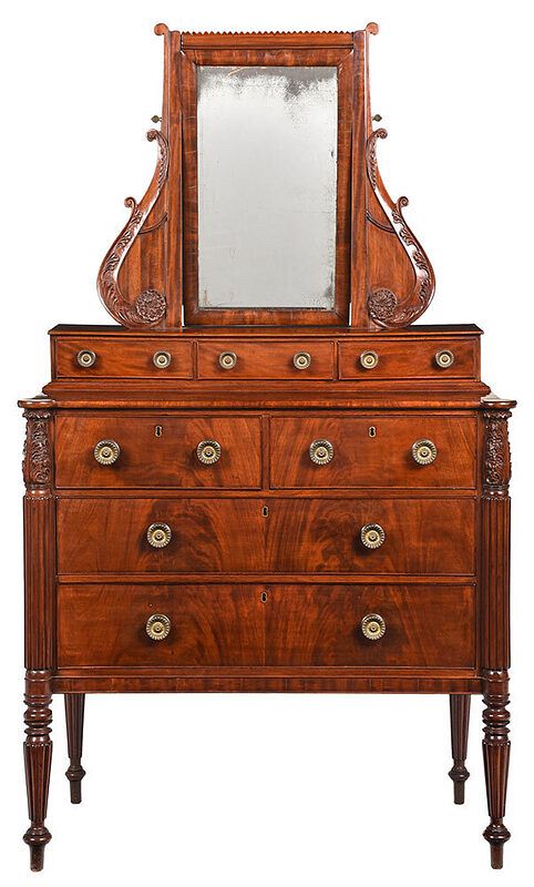 Appraisal: Fine New England Federal Carved Mahogany Dresser Salem circa attributed