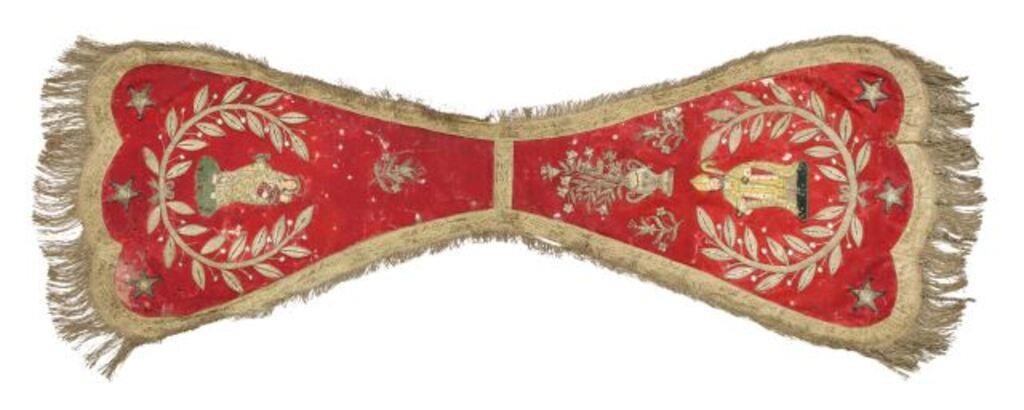 Appraisal: Liturgical vestment possibly a maniple or stole th c worn