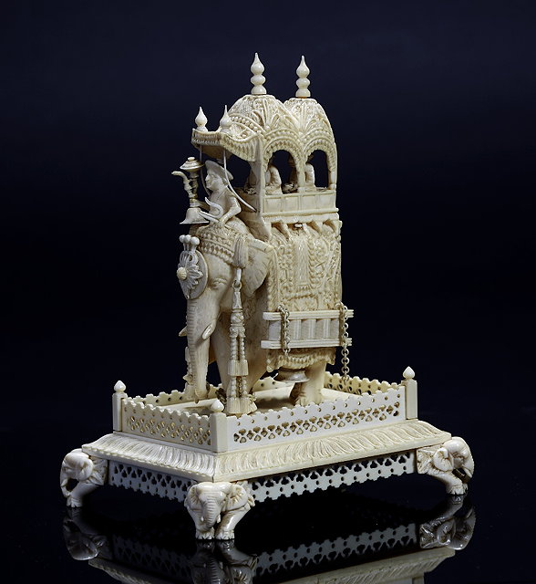 Appraisal: An Indian ivory carvinglate th Centuryprobably Jaipur work an elephant