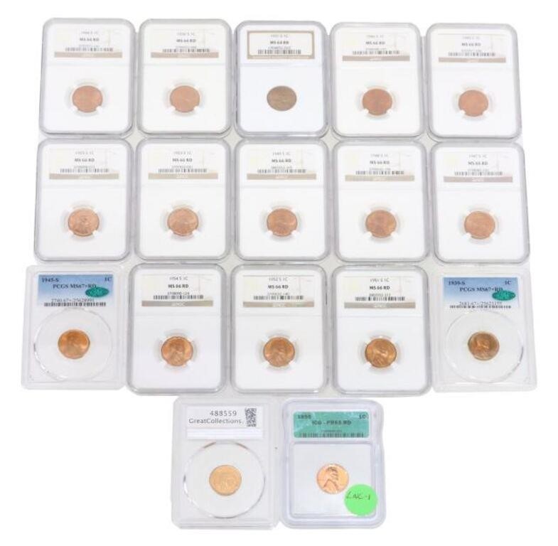 Appraisal: lot of US One Cent coins in plastic slabs most