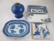 Appraisal: Five items of Chinese ceramics comprising a blue glazed vase