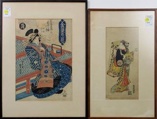 Appraisal: Japanese Woodblock Prints Toyokuni III c lot of Group of