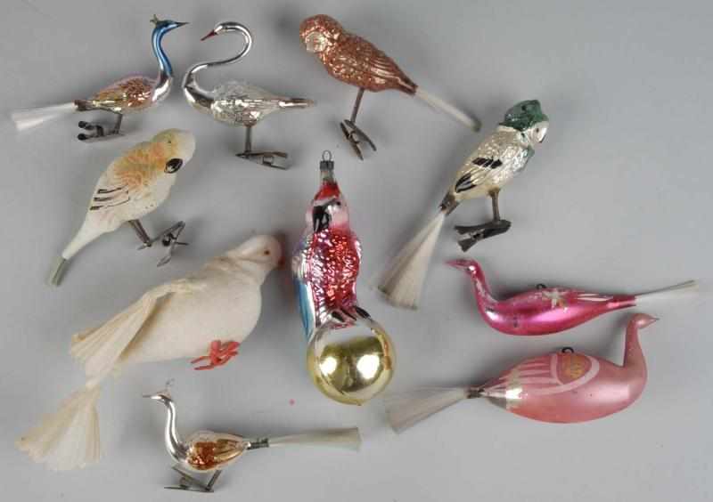 Appraisal: Lot of Glass Figural Bird Christmas Ornaments Description